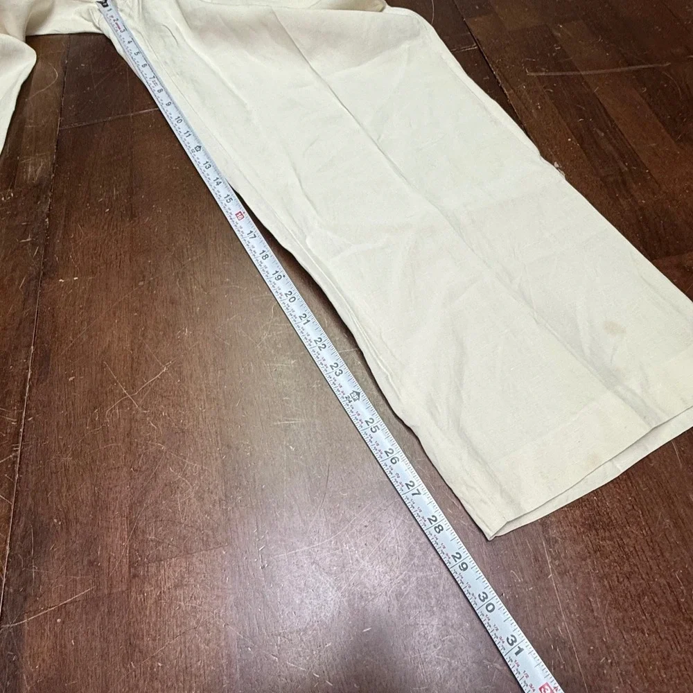 Polo Ralph Lauren Pants Fits 38/29 Cream Linen Silk Blend Flat Front Straight